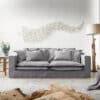 Hussensofa Noelia 240x140 cm Grau mit Kissen Bigsofa
