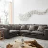 Hussensofa Sharona 337x234 cm Khakibraun mit Kissen Ecksofa