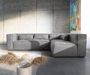 Ecksofa Brom 267x173 cm Grau Ottomane variabel