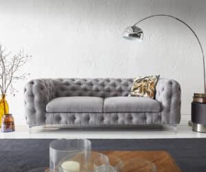 Couch Corleone 225x97x76 Grau 3-Sitzer Sofa