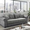 Schlafsofa Caline 3- Sitzer Vintage Grau Velour mit Kissen