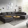 Wohnlandschaft Abilene 325x230 cm Schwarz Schlaffunktion Ottomane variabel