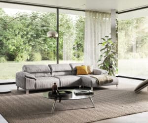 Ecksofa Selenya 305x170 Struktur Steingrau Relaxfunktion Longchair rechts by ES brand