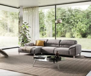 Ecksofa Selenya 305x170 Chenille Steingrau Relaxfunktion Longchair links by ES brand