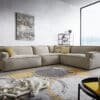 Ecksofa Basit 340 x 250 cm Chenille Beige Ottomane variabel
