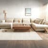 Wohnlandschaft Isla  430 x 225 cm Chenille Beige Ottomane rechts