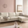 Ecksofa Marla 285x140 cm Chenille Creme-Weiß Ottomane rechts