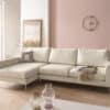 Ecksofa Marla 285x140 cm Chenille Creme-Weiß Ottomane links