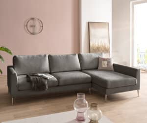 Ecksofa Marla 285x140 cm Chenille Taupe Recamiere rechts