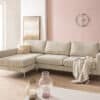 Ecksofa Marla 285x140 cm Cord Creme-Weiß Recamiere links
