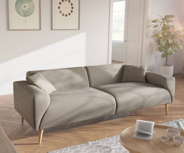 Sofa Svea Mikrofaser Beige 220x90 cm 3-Sitzer