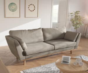 Sofa Mena Mikrofaser Beige 225x90 cm 3-Sitzer