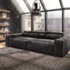 Big-Sofa Sirpio XL 270x125 cm Mikrofaser Schwarz Kedernaht