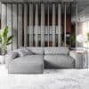 Ecksofa Sirpio XL 270x175 cm Mikrofaser Grau Recamiere variabel Kedernaht