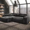 Ecksofa Sirpio XL 270x175 cm Mikrofaser Schwarz Recamiere variabel Kedernaht