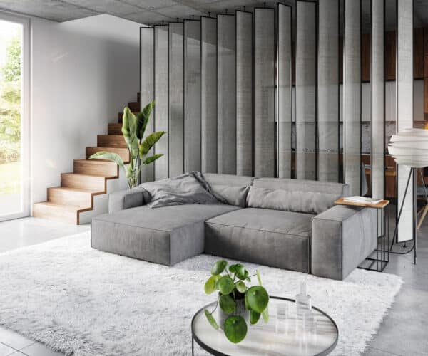 Ecksofa Sirpio XL 270x175 cm Mikrofaser Taupe Recamiere variabel Kedernaht