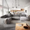 Wohnlandschaft Sirpio XL 360x260 cm Mikrofaser Taupe Recamiere variabel Kedernaht
