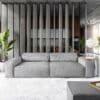 Big-Sofa Sirpio XL 270x125 cm Mikrofaser Grau Kedernaht mit Hocker