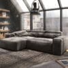 Ecksofa Sirpio XL 270x175 cm Mikrofaser Khakibraun Recamiere variabel mit Hocker