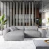 Ecksofa Sirpio XL 270x175 cm Mikrofaser Grau Recamiere variabel mit Hocker
