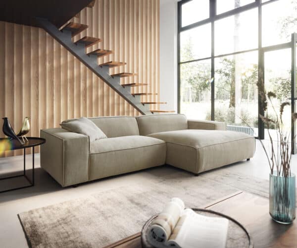 Ecksofa Tenso 280 x 165 Chenille Beige Recamiere rechts