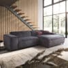 Ecksofa Tenso 280 x 165 Velour Anthrazit Recamiere rechts