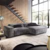 Ecksofa Tenso 280 x 165 Chenille Grau Recamiere rechts