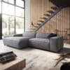 Ecksofa Tenso 280 x 165 Strukturstoff Grau Recamiere links