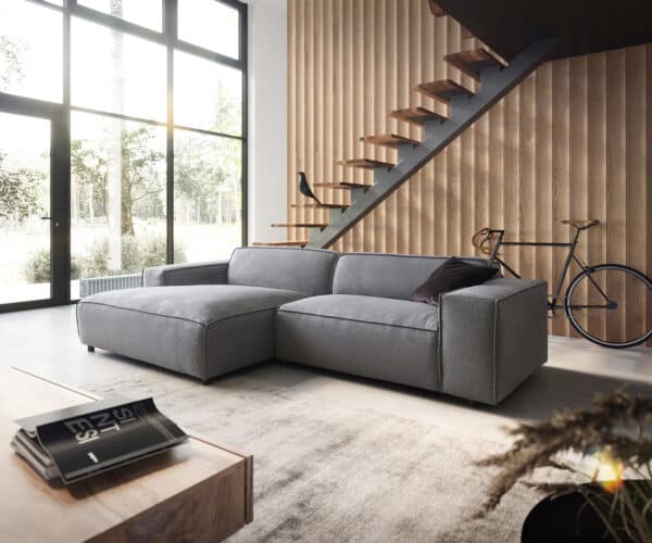 Ecksofa Tenso 280 x 165 Strukturstoff Grau Recamiere links