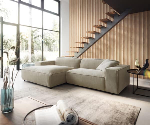 Ecksofa Tenso 280 x 165 Chenille Beige Recamiere links