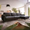 Ecksofa Sottil 290 x 165cm Chenille Anthrazit Recamiere rechts