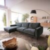Ecksofa Sottil 290 x 165cm Chenille Grau Recamiere links