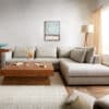 Ecksofa Isla 330 x 225 cm Strukturstoff Schlamm Longchair rechts