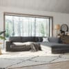 Ecksofa Cubico 325x225 Cord Anthrazit Ottomane rechts
