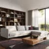 Ecksofa Azula 305x180 Flachgewebe Hellgrau Recamiere rechts