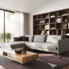 Ecksofa Azula 305x180 Flachgewebe Grau Recamiere links