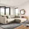 Ecksofa Feres 250 x 190 Chenille Beige Recamiere rechts