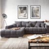 Wohnlandschaft Nabor 300x230 cm Mikrofaser Schwarz Recamiere links inkl. elektrischer Vorziehfunktion