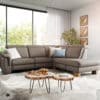 Ecksofa Laurico 300 x 230 cm Mikrofaser Taupe Ottomane rechts elektrische Relaxfunktion