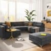 Wohnlandschaft Elio 300x185 cm Mikrofaser Graphite mit Hocker