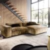 Ecksofa Tenso 280x165 cm Chenille Gold Recamiere rechts
