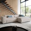 Ecksofa Tenso 280x165 cm Cord Beige Recamiere rechts