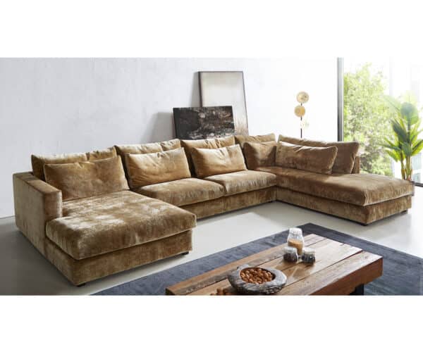 Wohnlandschaft Isla 430x225 Chenille Gold Ottomane rechts