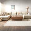 Wohnlandschaft Isla 430x225 Chenille Beige Ottomane links