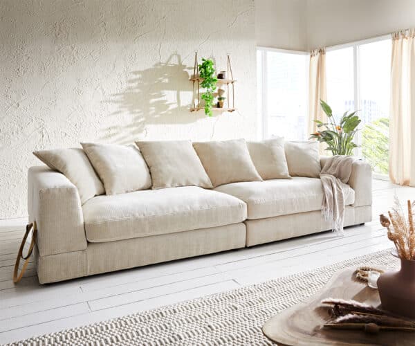 Big-Sofa Justo 310x110 cm Chenille Beige