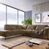 Ecksofa Largo 290x230 Chenille Schlamm Ottomane links