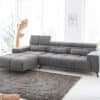 Ecksofa Ordino 285x200 Mikrofaser Grau Ottomane links elektrische Sitztiefenverstellung