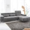 Ecksofa Ordino 285x200 Mikrofaser Grau Ottomane rechts elektrische Sitztiefenverstellung