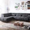 Ecksofa Catan 295x230 Mikrofaser Anthrazit Ottomane links inkl. elektrischer Sitztiefenverstellung