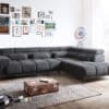 Ecksofa Catan 295x230 Mikrofaser Anthrazit Ottomane rechts inkl. elektrischer Sitztiefenverstellung
